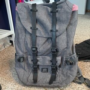 Kaukko canvas leather Rucksack Travel Laptop Backpack School Hiking 15.6" Grey